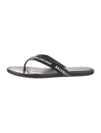 Balenciaga Leather Printed Flip Flops