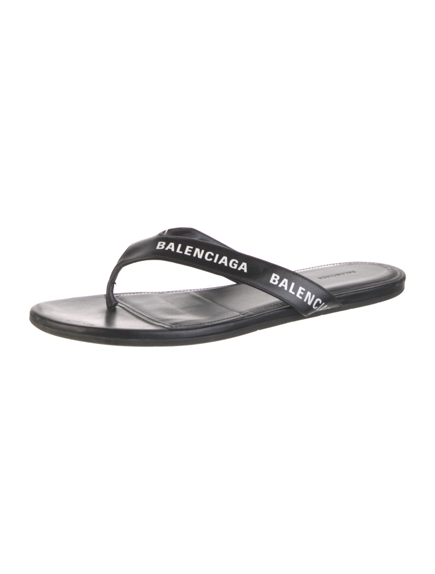 Balenciaga Leather Printed Flip Flops