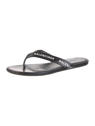 Balenciaga Leather Printed Flip Flops