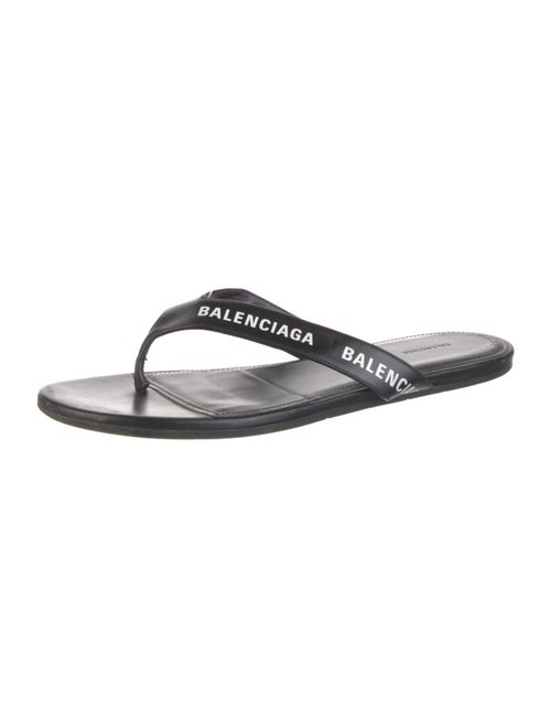 Balenciaga Leather Printed Flip Flops