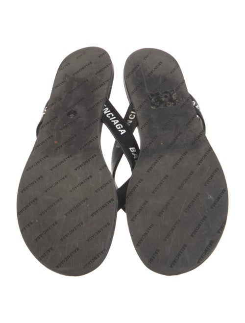 Balenciaga Leather Printed Flip Flops