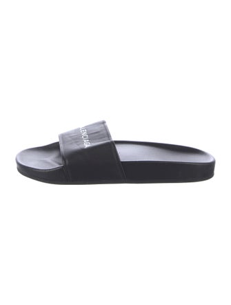 Balenciaga Leather Printed Slides