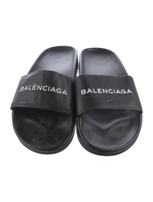 Balenciaga Leather Printed Slides
