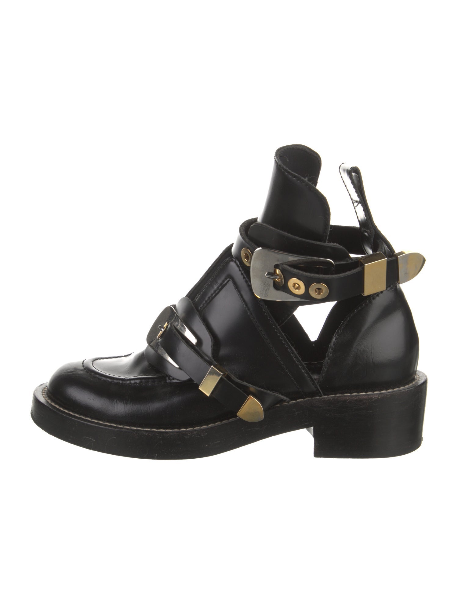 Balenciaga Leather Cutout Accent Combat Boots