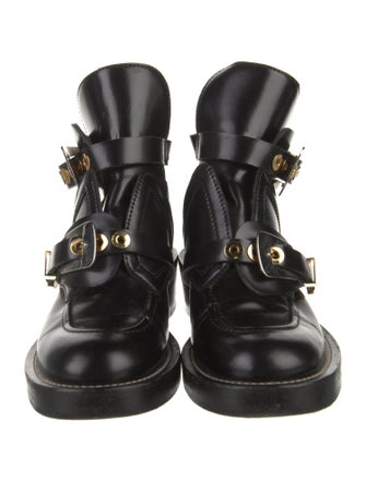 Balenciaga Leather Cutout Accent Combat Boots
