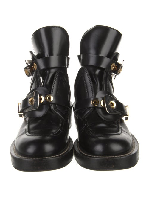 Balenciaga Leather Cutout Accent Combat Boots