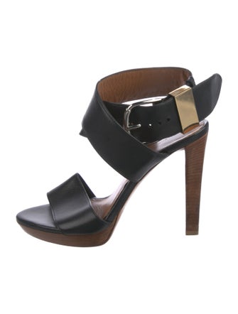 Balenciaga Leather Colorblock Pattern Slingback Sandals