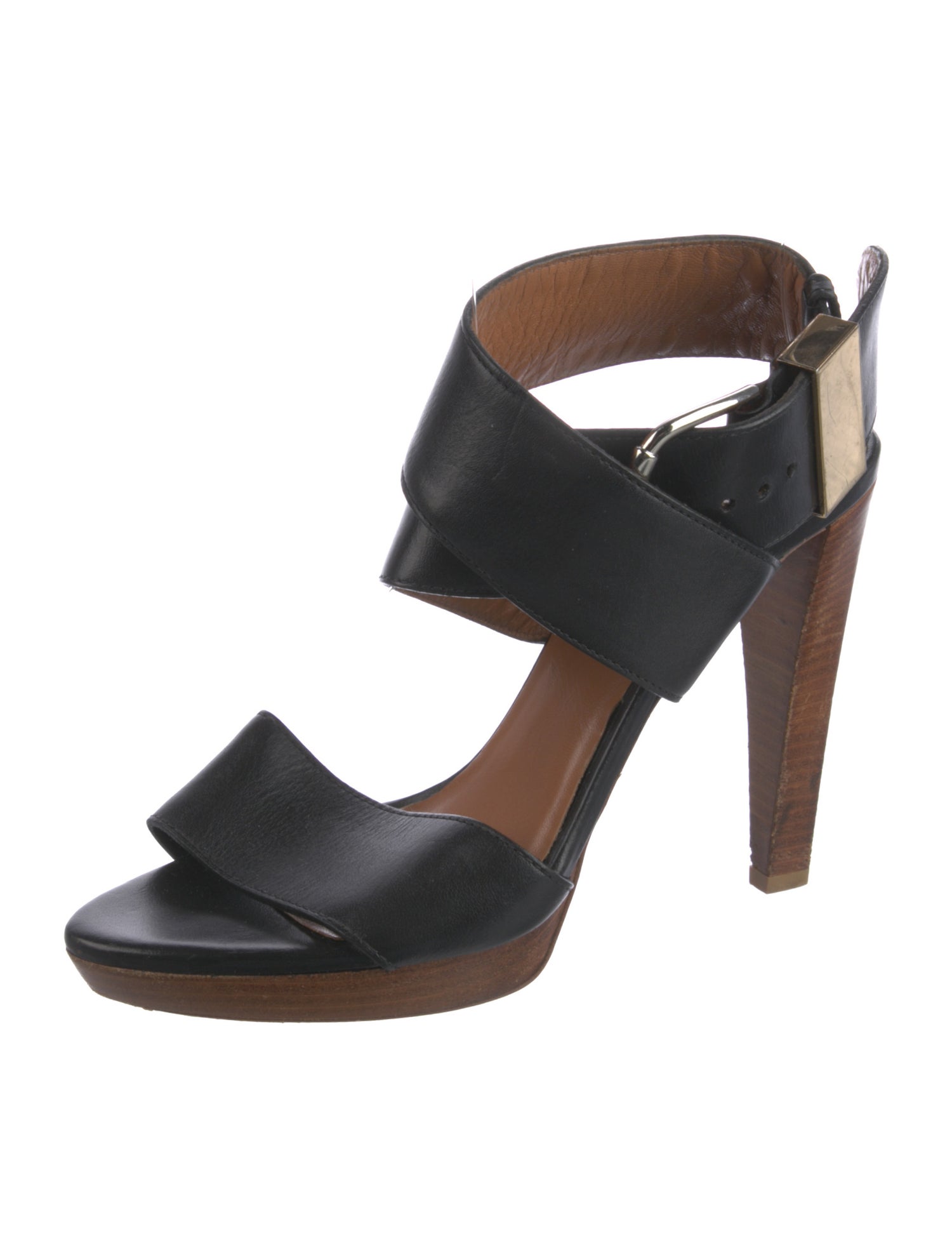 Balenciaga Leather Colorblock Pattern Slingback Sandals