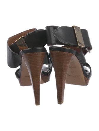 Balenciaga Leather Colorblock Pattern Slingback Sandals