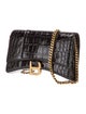Balenciaga Embossed Leather Hourglass Wallet On Chain