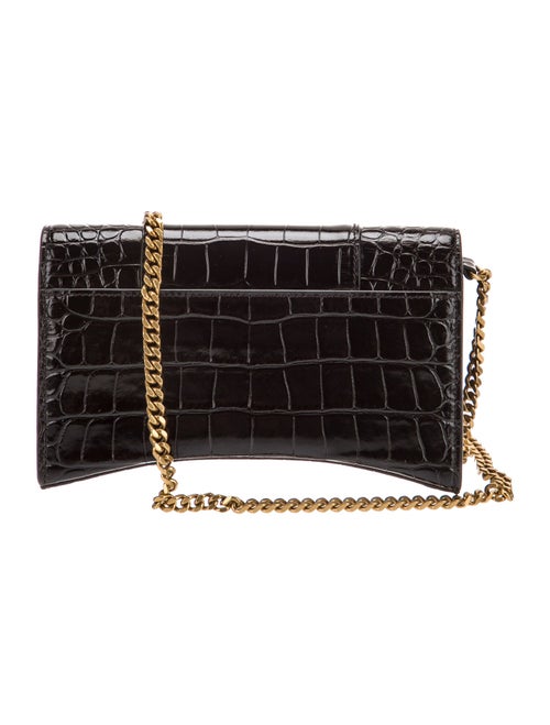 Balenciaga Embossed Leather Hourglass Wallet On Chain