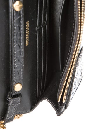 Balenciaga Embossed Leather Hourglass Wallet On Chain