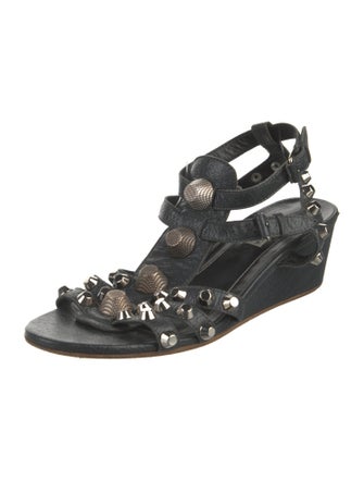 Balenciaga Leather Studded Accents Gladiator Sandals