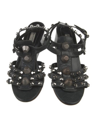 Balenciaga Leather Studded Accents Gladiator Sandals