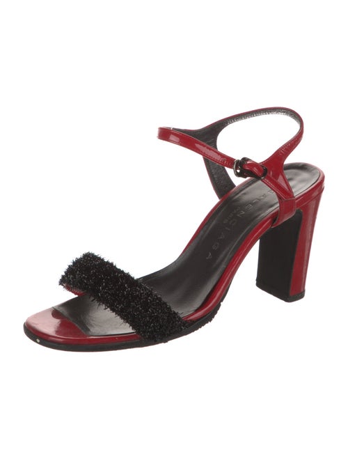 Balenciaga Patent Leather Fringe Trim Accent Sandals