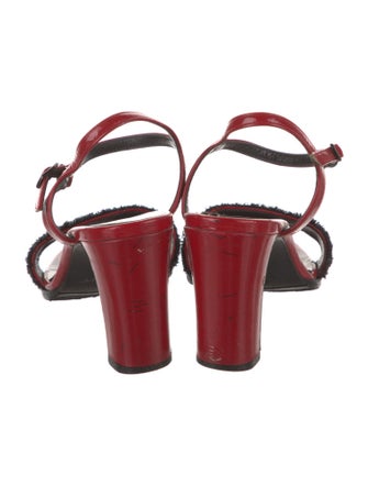 Balenciaga Patent Leather Fringe Trim Accent Sandals