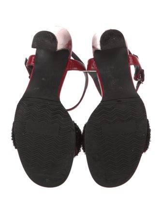 Balenciaga Patent Leather Fringe Trim Accent Sandals