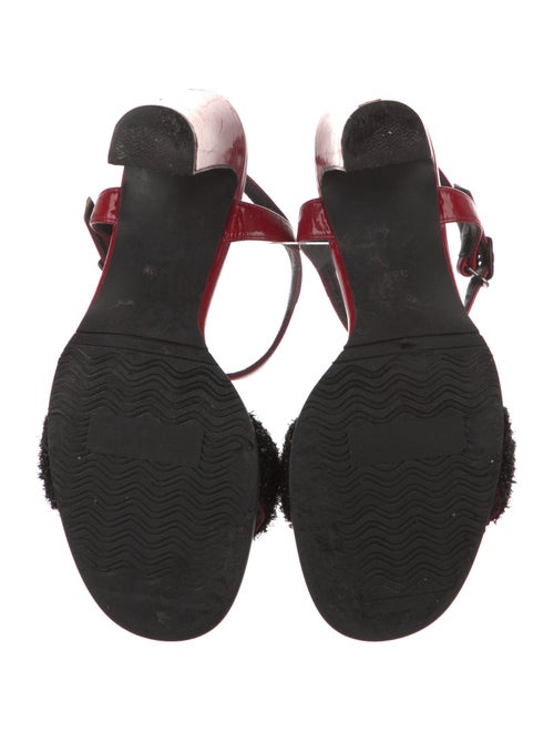 Balenciaga Patent Leather Fringe Trim Accent Sandals