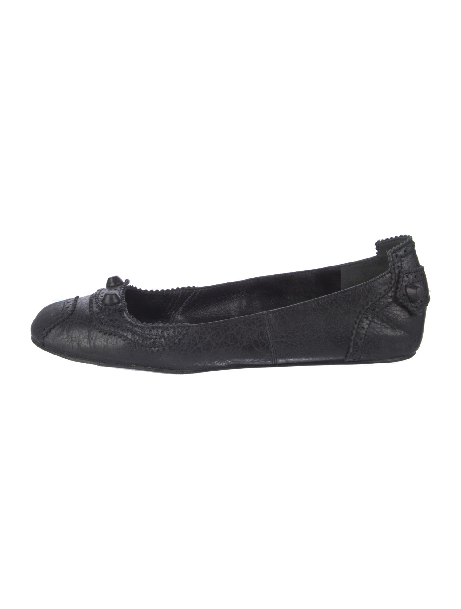 Balenciaga Leather Studded Accents Ballet Flats