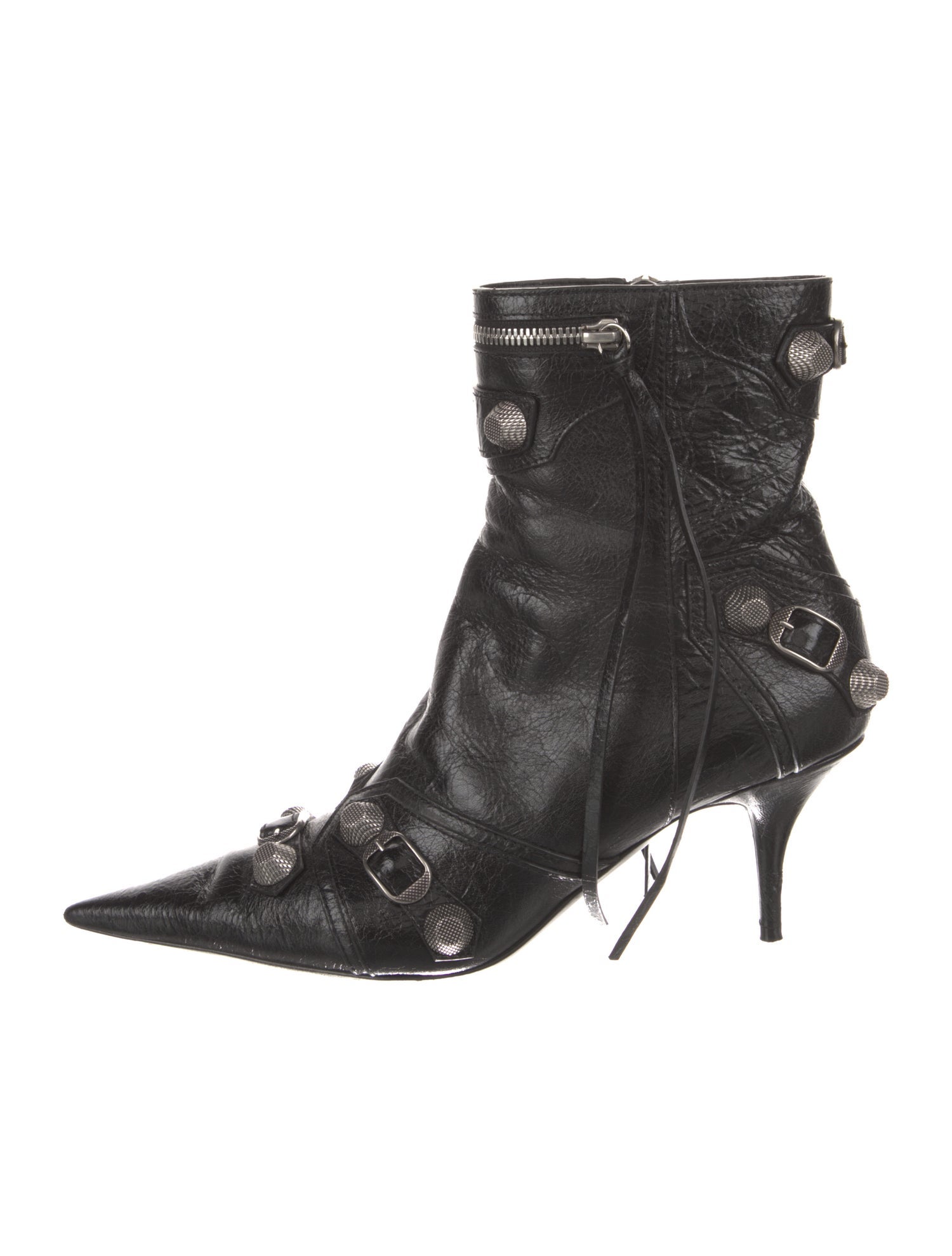 Balenciaga Leather Studded Accents Boots