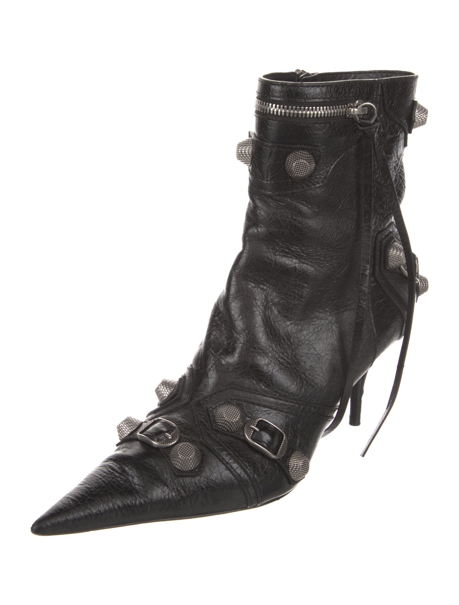 Balenciaga Leather Studded Accents Boots