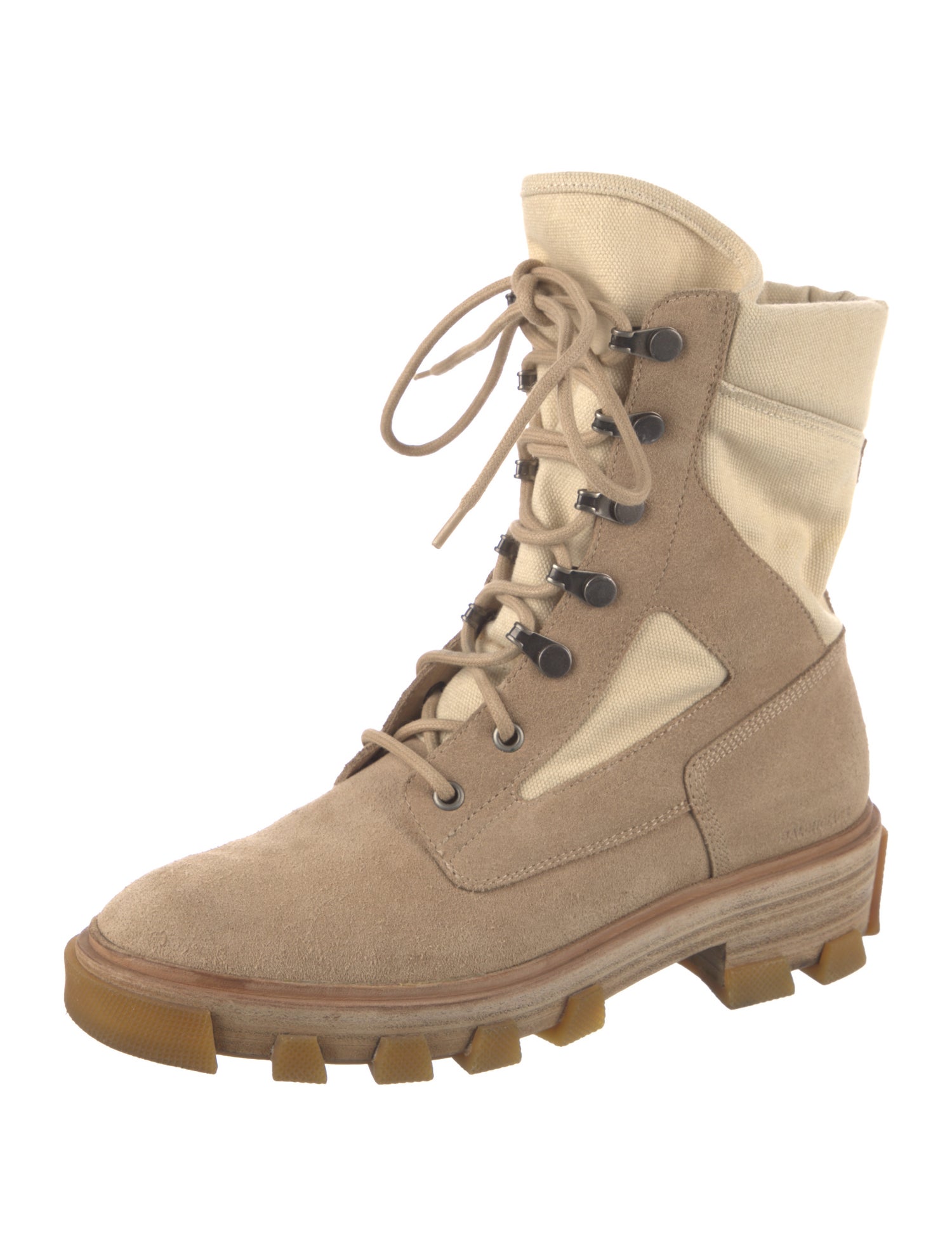 Balenciaga Suede Colorblock Pattern Combat Boots