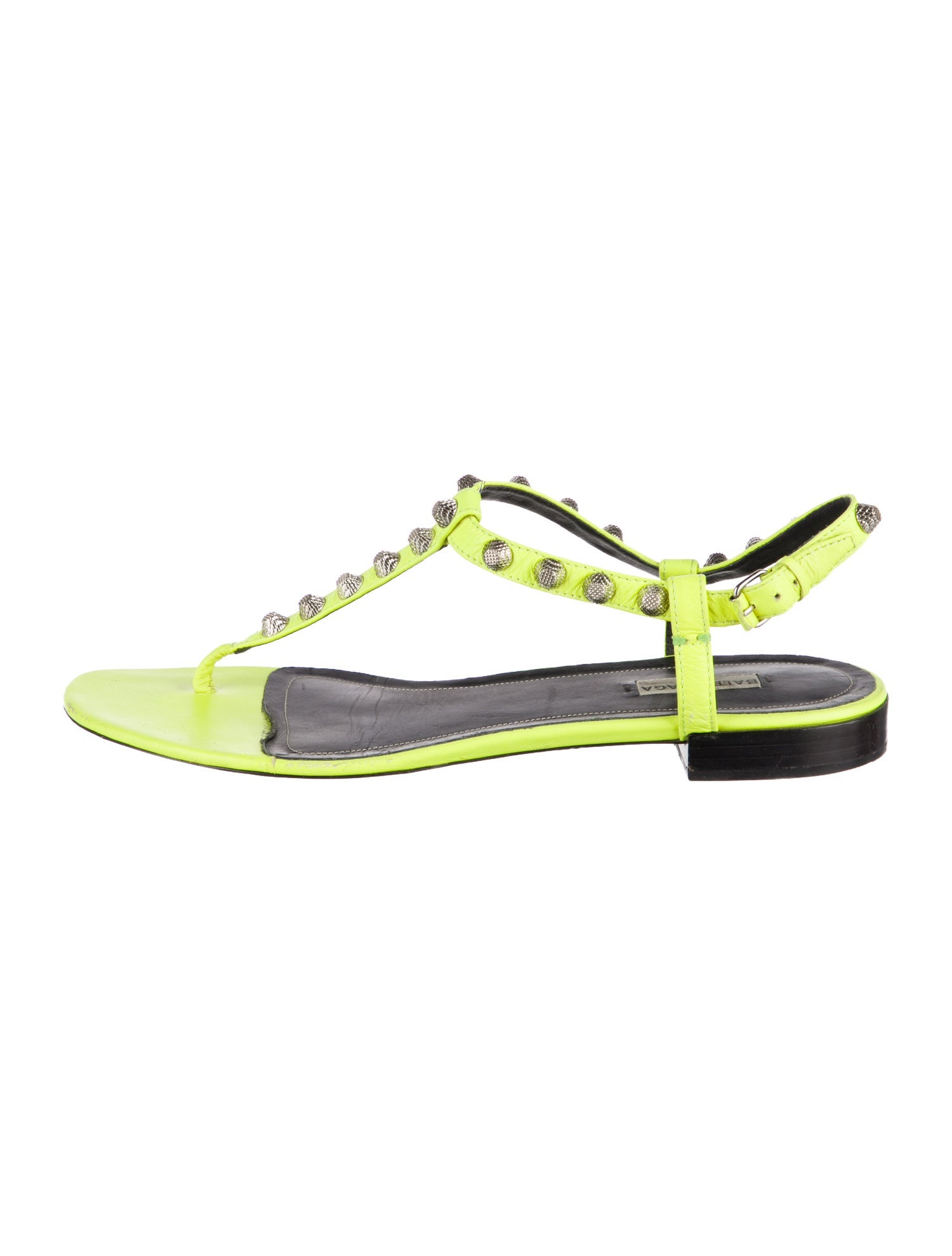 Balenciaga Leather Studded Accents T-Strap Sandals