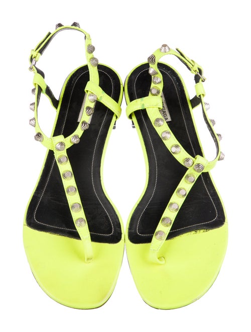 Balenciaga Leather Studded Accents T-Strap Sandals