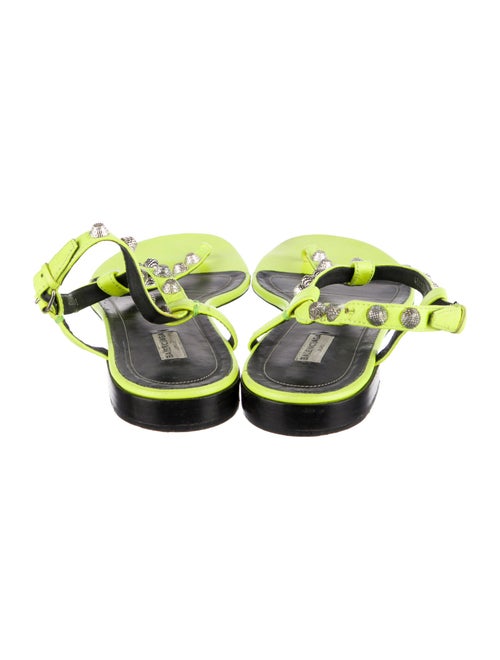 Balenciaga Leather Studded Accents T-Strap Sandals