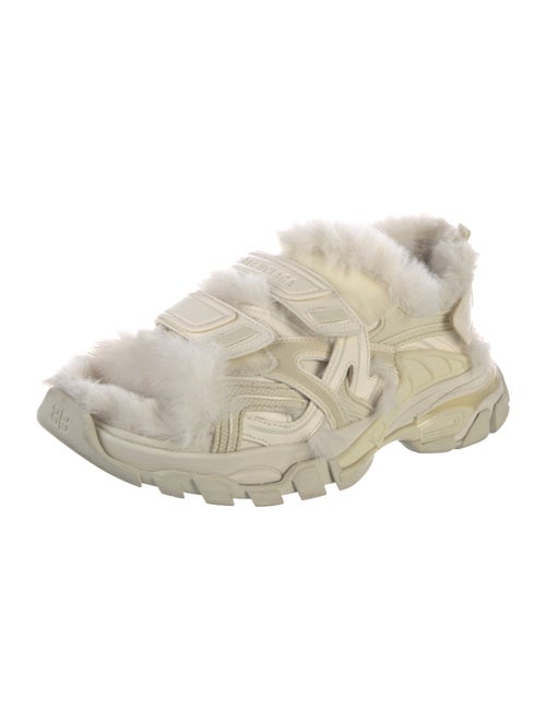 Balenciaga Leather Faux Fur Trim Flats