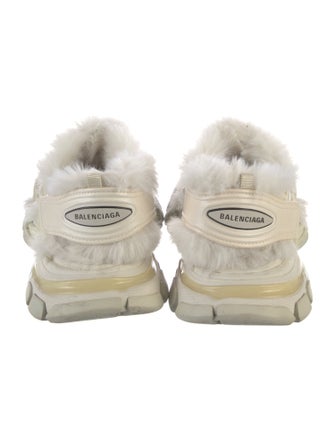 Balenciaga Leather Faux Fur Trim Flats