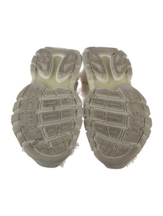 Balenciaga Leather Faux Fur Trim Flats