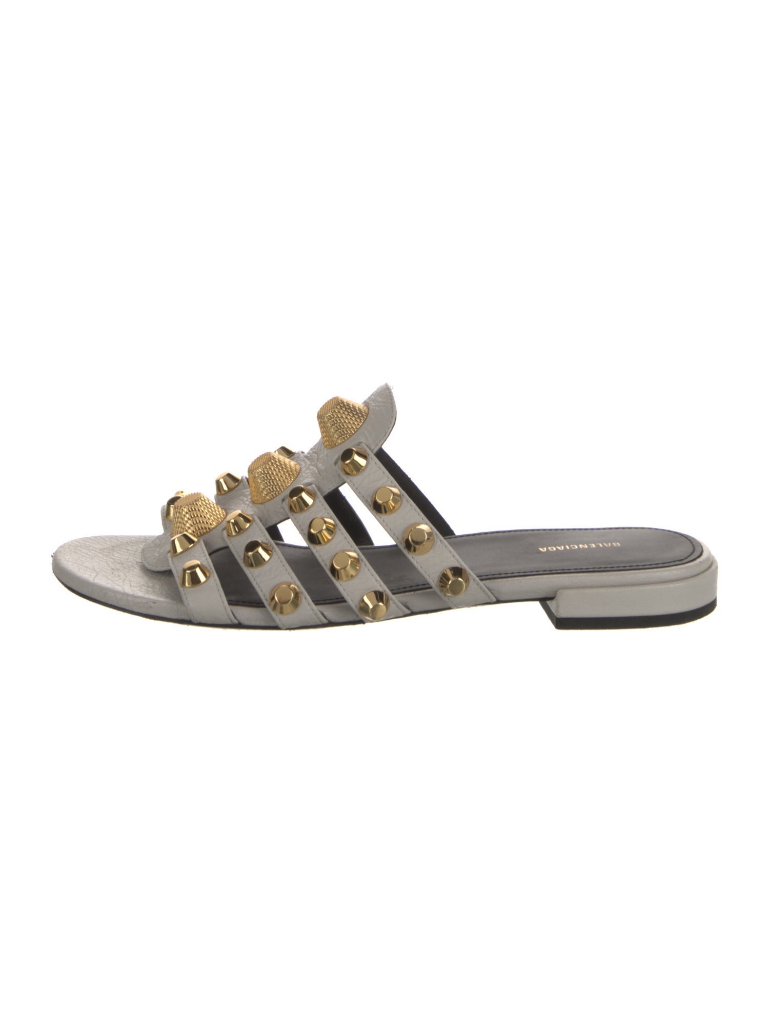 Balenciaga Leather Studded Accents Slides