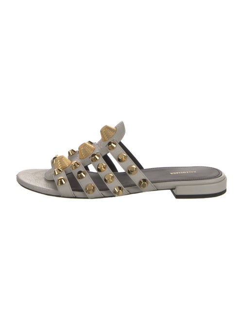 Balenciaga Leather Studded Accents Slides