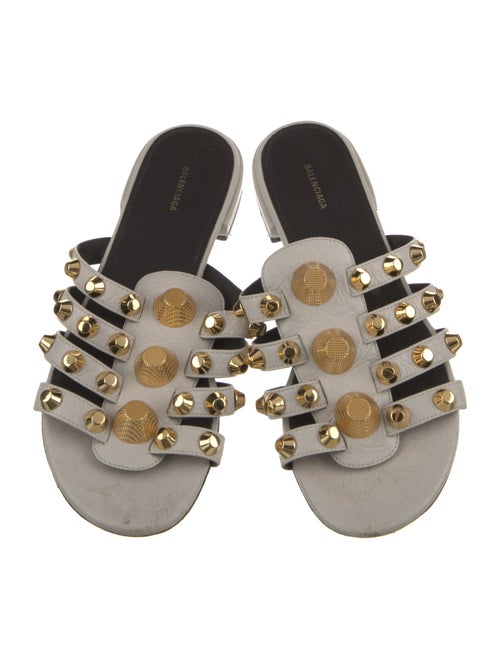 Balenciaga Leather Studded Accents Slides