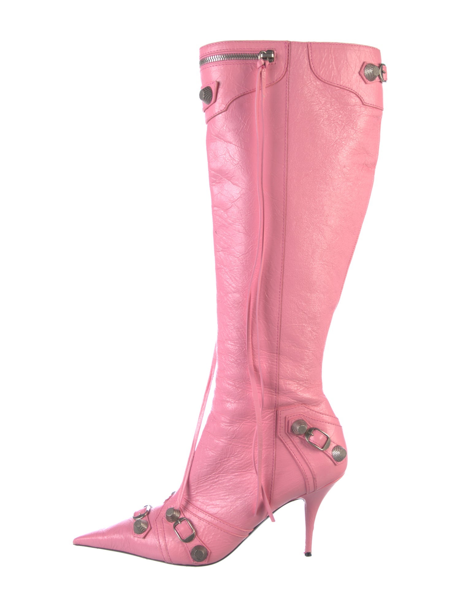 Balenciaga Leather Studded Accents Boots