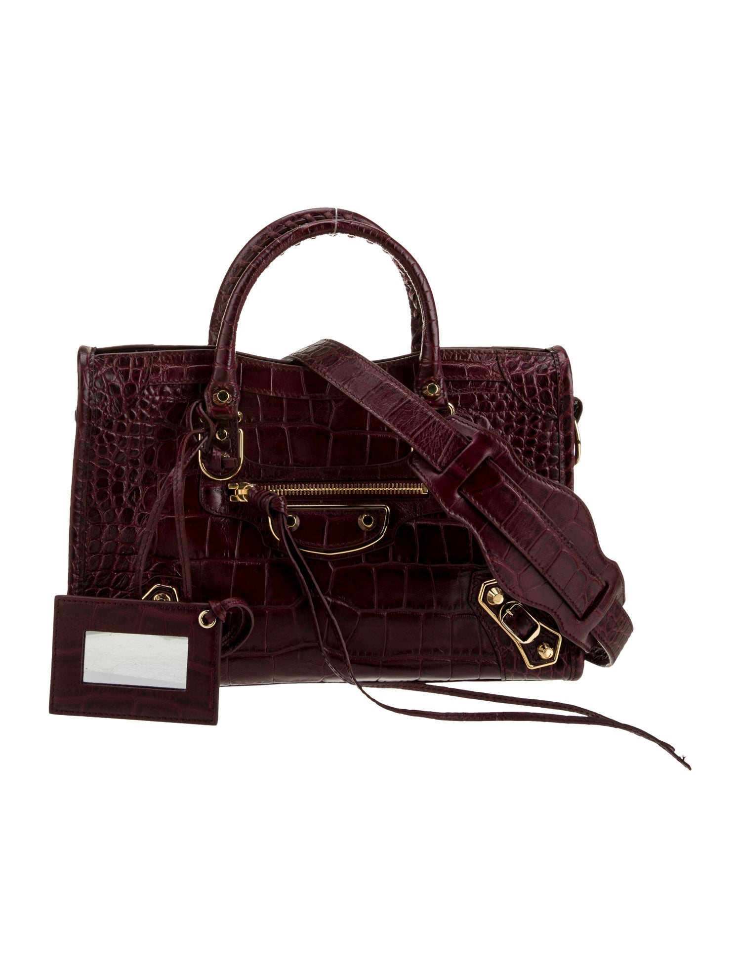 Balenciaga Embossed Leather Motocross Metallic Edge City S Bag