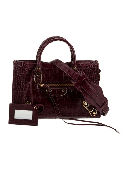 Balenciaga Embossed Leather Motocross Metallic Edge City S Bag