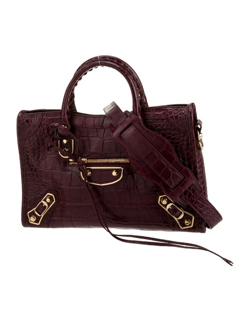 Balenciaga Embossed Leather Motocross Metallic Edge City S Bag