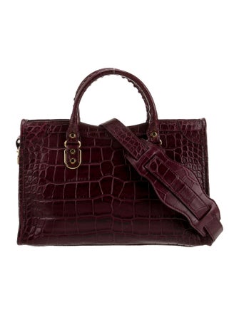 Balenciaga Embossed Leather Motocross Metallic Edge City S Bag