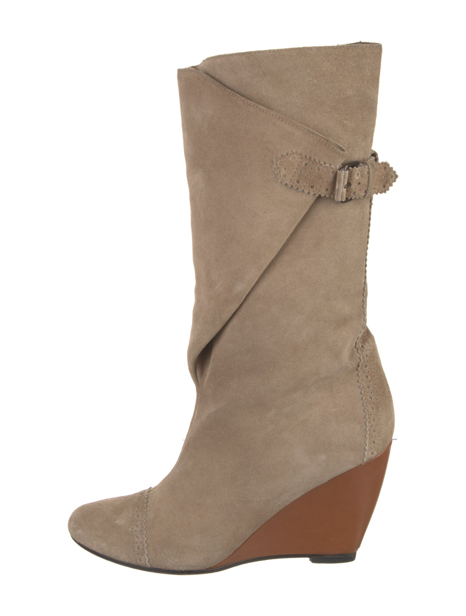 Balenciaga Suede Scalloped Accent Boots