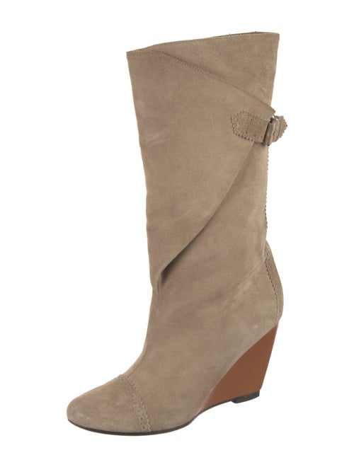 Balenciaga Suede Scalloped Accent Boots