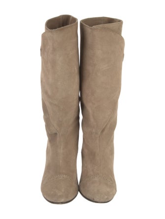 Balenciaga Suede Scalloped Accent Boots