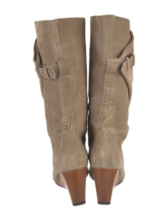 Balenciaga Suede Scalloped Accent Boots