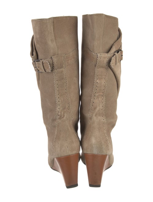 Balenciaga Suede Scalloped Accent Boots