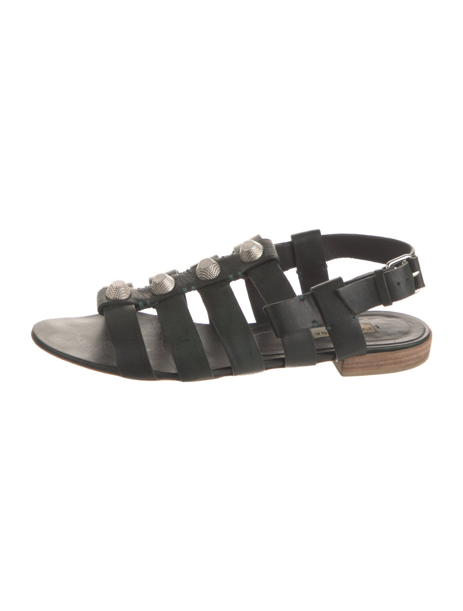 Balenciaga Leather Studded Accents Gladiator Sandals