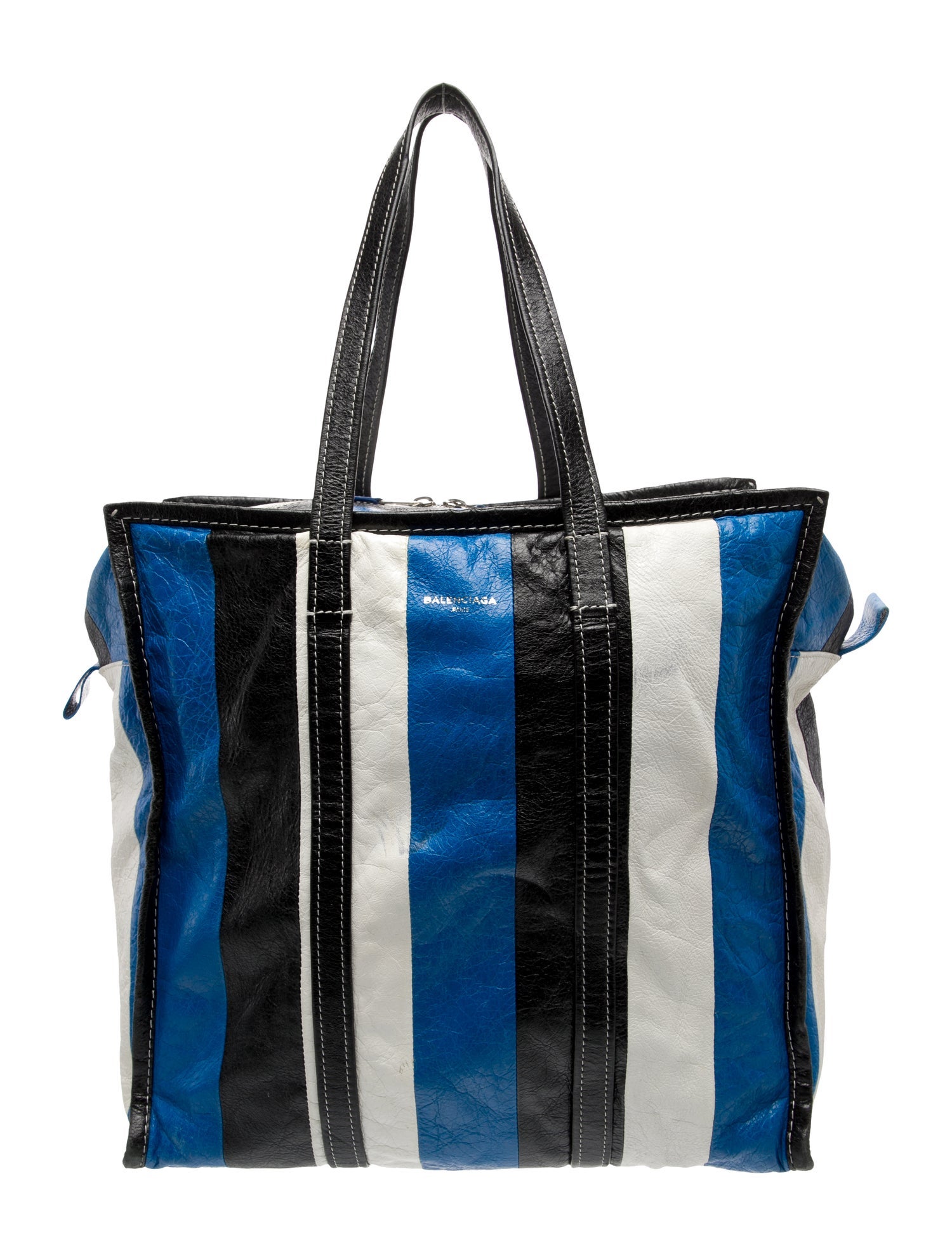 Balenciaga Leather Striped Bazar Medium