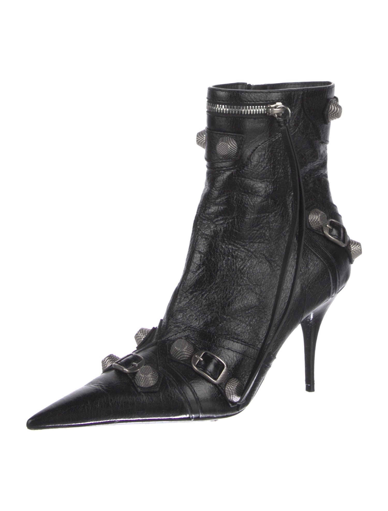 Balenciaga Leather Studded Accents Boots