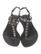 Balenciaga Leather Studded Accents T-Strap Sandals