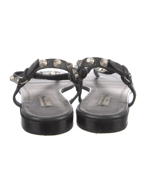Balenciaga Leather Studded Accents T-Strap Sandals